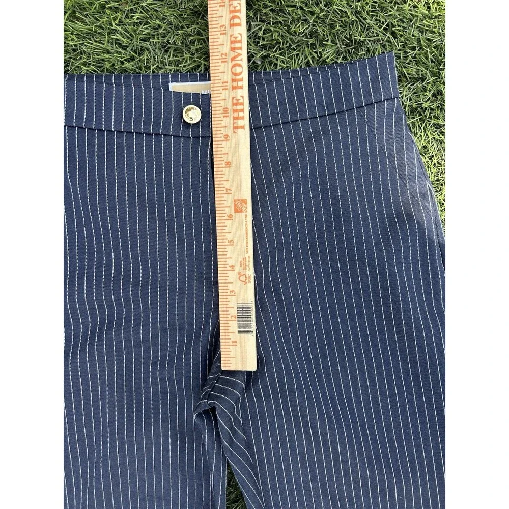 Michael Kors Pinstripe Knit Dress Pants Women's 6 Navy Stretch Career Slacks